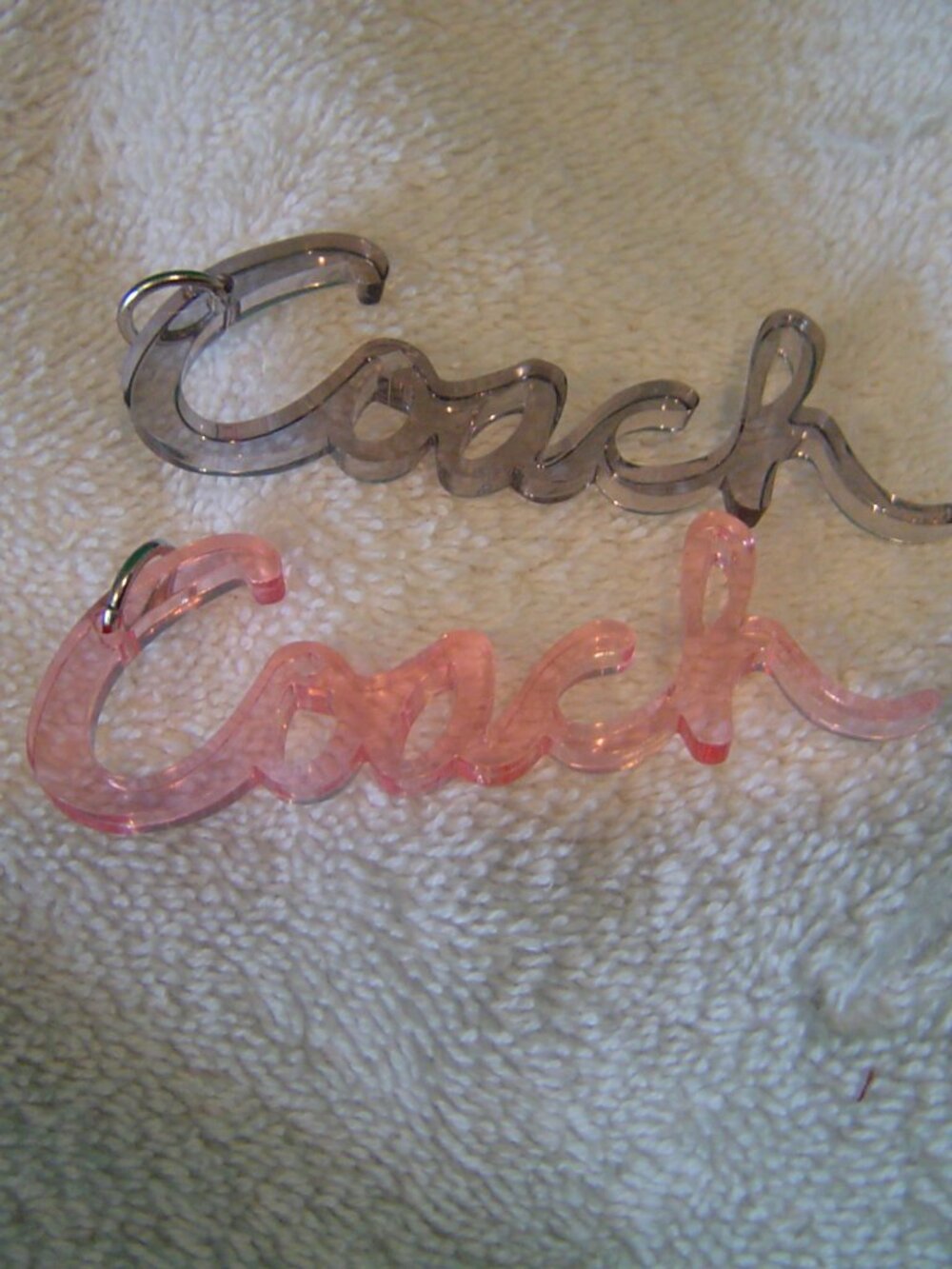 AUTHENTIC COACH COACH ACRYLIC SCRIPT HANG TAGS  1 PINK/1SMOKE    EUC